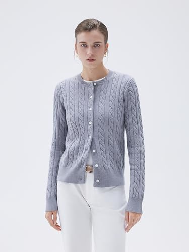 SUUKSESS Women Cable Knit Cashmere Sweaters Crew Neck Button Up Chunky Cardigan Long Sleeve Fall Outfits2