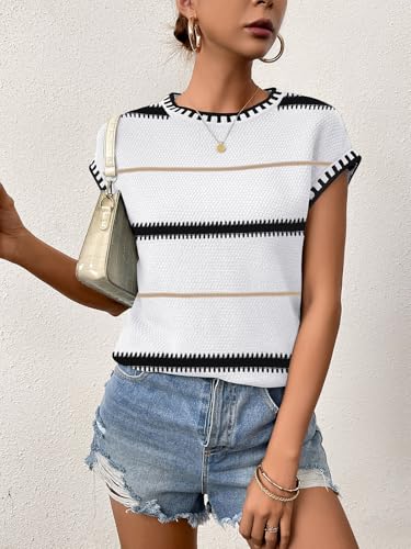 Cap Sleeve Sweater Tops for Women 2026 Knit Summer Sleeveless Tank Vest — view 3