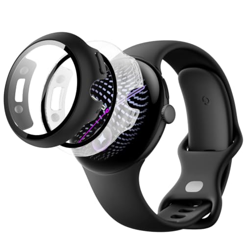 �yJIAYJP�z �P�[�Xfor �Ή� Pixel Watch 5 45mm �p �P�[�X �K���X�t�C���� | ��̌^PC+�K���X�f�� �w��h�~ �ϏՌ� �����ȒP �����ߗ� �S�ʕی� �����^ Pixel Watch 5 45mm �J�o�[ (�u���b�N+�N���A)