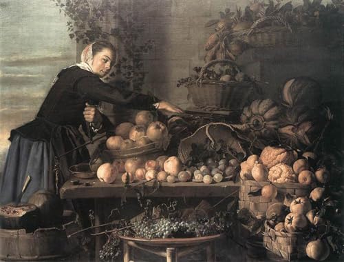 Poster d'art mural Claes Van Heussen vendeur de fruits toile vintage 60x90