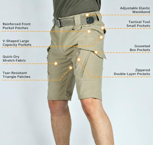 Short Cargo Tactique Imperméable Homme Séchage Rapide Multifonctions - 6