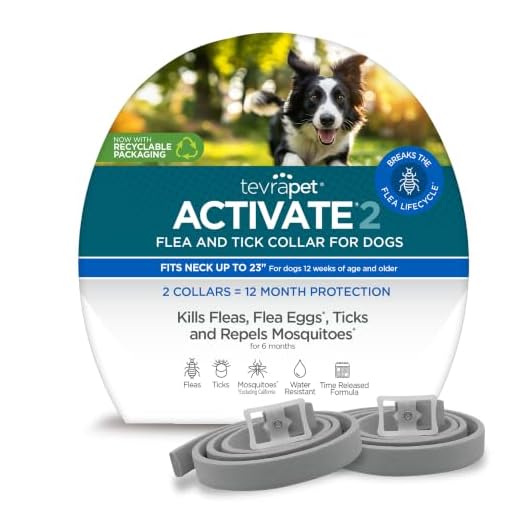 TevraPet Activate II Flea and Tick Collar for Dogs, 12 Months Prevention, 2 Count, One Size Fits All
