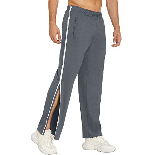 Mens Tear Away Basketball Sweatpants - Leg Pants with Side Zipper and Pockets2