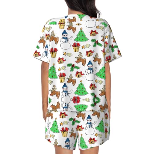 Pijama de mujer de 2 piezas con pantalón estampado conjunto de ropa de dormir Merry Christmas 4