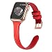For Apple Watch Band 38mm, Marge Plus Genuine Leather iwatch Strap Replacement Band with Stainless Metal Buckle for Apple Watch Series 3 Series 2 Series 1 Sport and Edition, Red