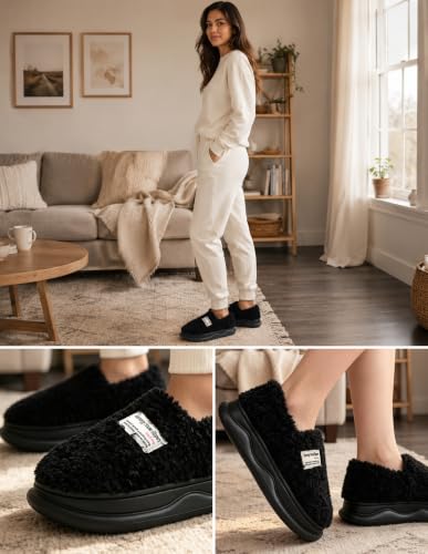 Image of Slippers for Women Men, Memory Foam Slippers for Women, Soft Thick Fuzzy Bedroom House Shoes Indoor Outdoor