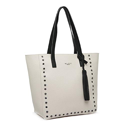 Kit Bolsa Sacola Grande Feminina + carteira com porta cartões Willibags (Gelo)