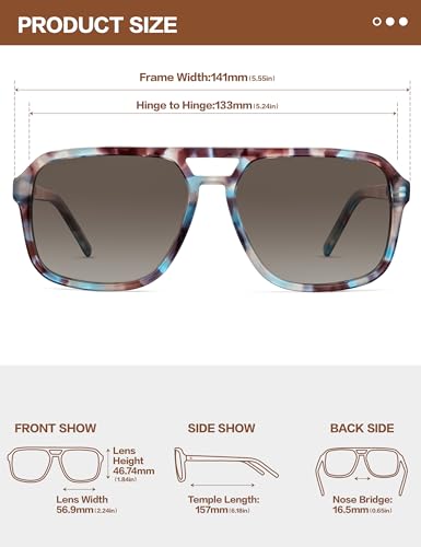 Image of Mens Acetate Polarized Sunglasses: Retro Square Sun Glasses UV400 Protection Anti-Glare Shades for Driving Travel