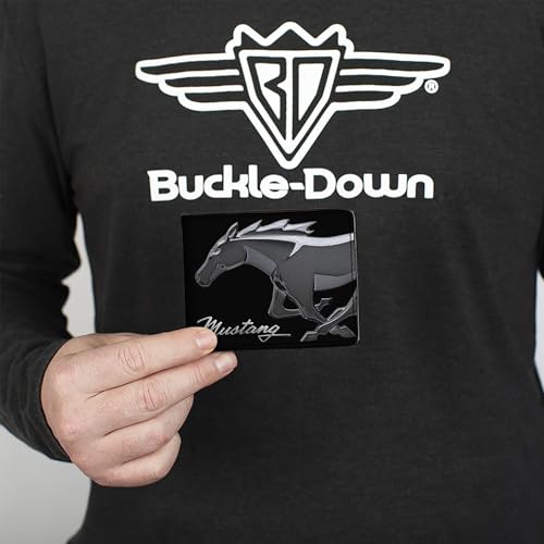 Buckle-Down mens Buckle-down Pu Bifold - Mustang Chrome Pony/Mustang Script Black/Silver Wallet3