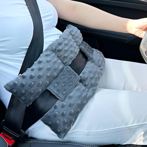 BNRendles Ostomy Seatbelt Pillow, Ostomy Driving Protector, Stoma Shiled Ileostomy Urostomy Riding Guard, No Squeezing, Ostomate Must Have Supplies, Minky Dot Dark Gray