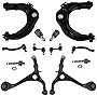TRQ 12 Piece Steering Suspension Kit Control Arms Tie Rods Sway Bar End Links