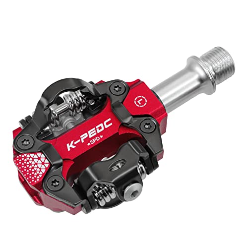 K Pedc Spd Compatible Clipless Mtb Mountain Bike Pedal Dual Sided Lightweight Aluminum 9/16″ Platform Bicycle Pedals With Cleats For Road Red #TOP5