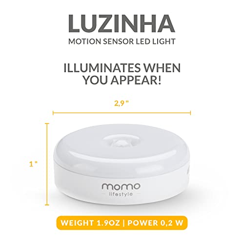 Momo Lifestyle Motion Sensor Night Light, Automatic Under Cabinet Lights Usb Rechargeable Battery Warm Yellow 3.7V 500Mah Led Wall Night Light Attachable Everywhere (2 Pack) Luzinha #TOP1