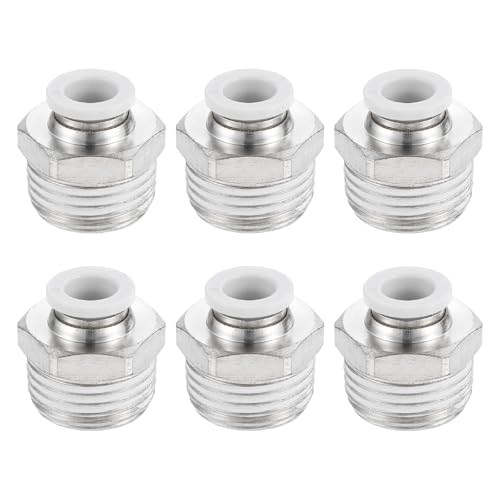 sourcing map 6 Pcs Pneumatic Fitting, PC8-04 8mm Tube OD x 1/2 Inch NPT Push to Connect Pneumatic Tube Fittings, Straigh