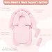 Infant Car Seat Insert & Strap Cover for Baby Girls, 2 in 1 Carseat Head Support Newborn, Ultra Soft Car Seat Cushion for Babies, Plush Fabric, Fit for Swing, Car Seat, Stroller, Bouncer, Pink