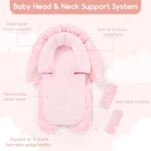 Almohadilla y funda para asiento de bebé rosa miniatura 2