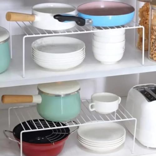 Kit Com 3Organizador De Armario Prateleira De Cozinha Rack Aramado Grande Em Aço (Branco)