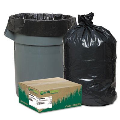 Recycled Can Liners, 55-60gal, 1.25mil, 38 x 58, Black, 100/Carton (5 Cartons)