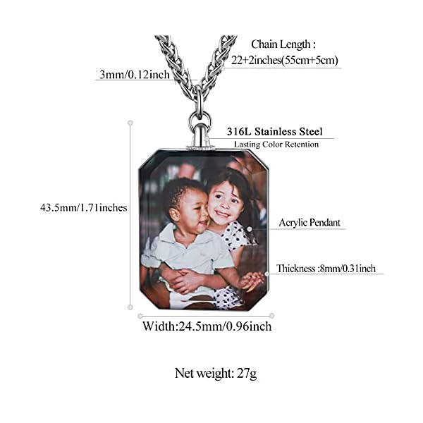 FindChic Custom Keychains with Picture 2-Sides Photo Personalized Heart/Square/Oval Acrylic Crystal, Stainless Steel Keyring - Image 7