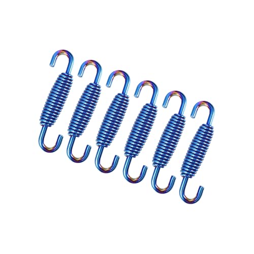Image of Motoforti 6 Pcs 55mm 2.17 inch Motorcycle Muffler Exhaust Pipe Spring Universal Stainless Steel Blue Long-lasting