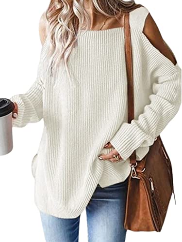 CUPSHE Damen Strickpullover Karrée Ausschnitt Langarm Seitenschlitz...
