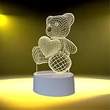 Teddy Bear Anime Night Light - Cute Plush Figure with 3 Adjustable Warm Light Shades, Push Button Activation – Perfect for Bedroom, Gift for Anime Fans, Kawaii Desk Decor
