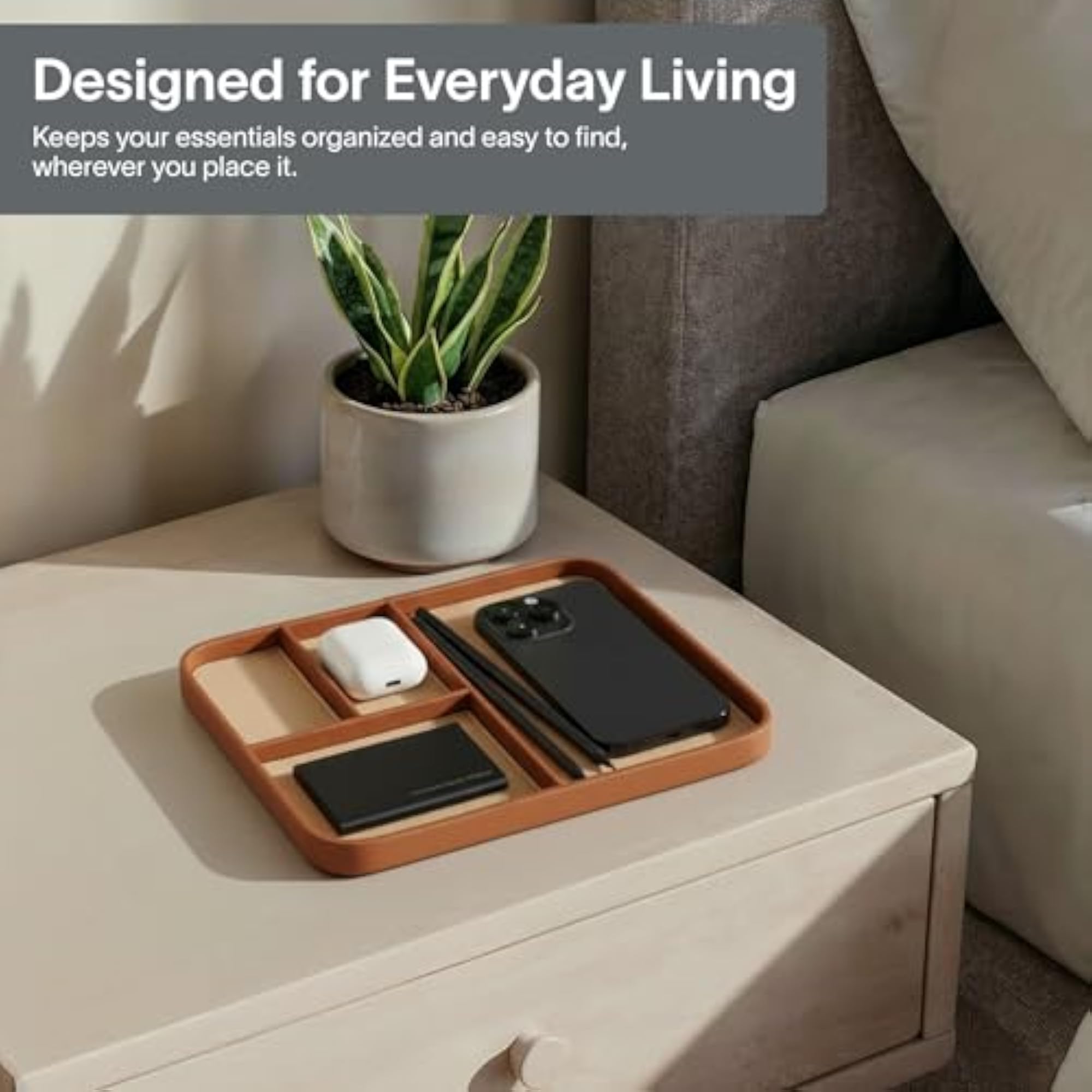 Premium Vegan Leather Bedside Table Tray