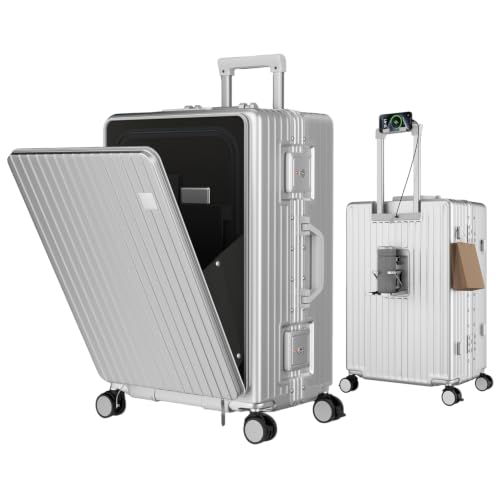 [Vivcon] �X�[�c�P�[�X �t�����g�I�[�v�� �L�����[�P�[�X �A���~�t���[�� 100%PC�ގ� �@���������� ���@�\�L�����[�o�b�O TSA���b�N���� �y�� �ϏՌ� �É� 360�x��] ��e�� ���s �r�W�l�X �o�� (�V���o�[, S�T�C�Y/�@����������/
