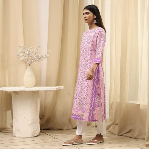 Image of BIBA Women Cotton Straight Fit Straight Printed Kurta