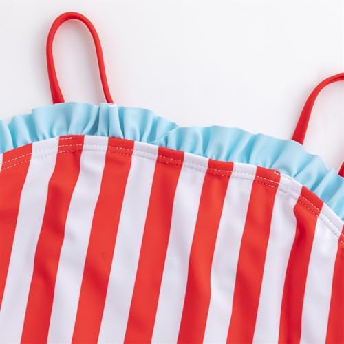 LIZENS Girls One Piece Swimsuit Striped Ruffle Adjustable Spaghetti Strap Beach Bathing Suit for Kids Swimsuit3