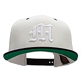 e4Hats.com Old English M 3D Embroidered Snapback Cap - Natural Black OSFM