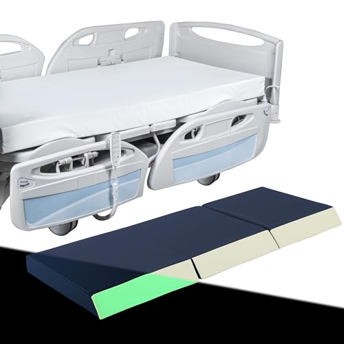 MABOZOO 3-Inch Thick Fall Mat for Elderly Waterproof Tri-Fold Bedside Safety Mat with Glow-in-The-Dark Strips Anti-Slip Fall Mattress for Seniors Patients Hospital 66x24x3.5 Inch