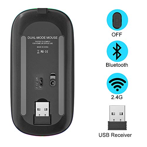 LED-Wireless-Bluetooth-Mouse-for-Laptop-Bluetooth-51-Mouse-Rechargeable-24G-Silent-Mouse-Portable-with-USBComputer-Mice-Slim-Optical-Mouse-with-3-Adjustable-DPI-for-PCLaptopNotebookComputer