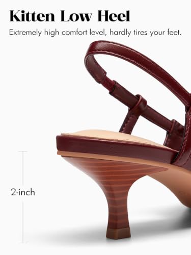 Image of Coutgo Women Slingback Kitten Heels Pointed Toe Slip On Pleated Dress Shoes | Women's Pumps,Low Heels,Closed Toe,Short Heels,Comfortable,Work Shoes,Party,Wedding,Dressy Casual