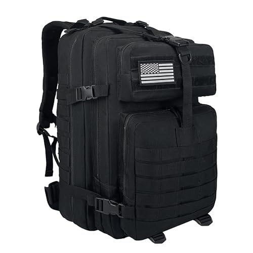 Image of Military Tactical Backpack for Men, 45L 3 Day Assault Pack, Heavy Duty Large Molle Backpack for Outdoor, Hiking, Camping, Black