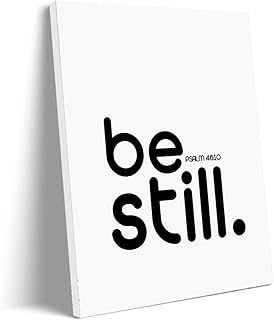 Psalm 46:10 Be Still Canvas Wall Decor, Scripture Art Bible Verse Wall Art Poster Art Print, Christian Faith Poster, Black and White Print, Ready to Hang (12"X15")