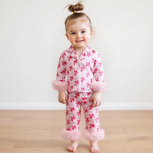 Kuriozud Birthday Girl Pajamas Silk Stain Pjs Shirt Top +Pant 2Piece Set Birthday Toddler Kids Little Girl Nightgown Gift3