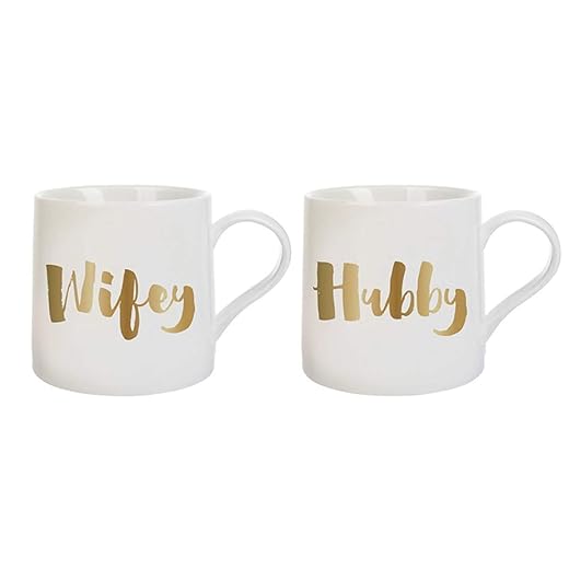 slant collections Wedding Gift Jumbo Ceramic Coffee Mugs Set of 2, 20-Ounce, Wifey - Hubby