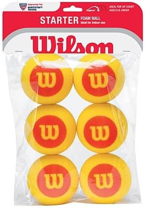 WILSON US Open Starter Foam Balls Pack of 6 (Yellow/Red)