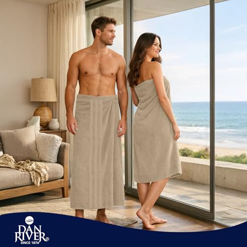 Image of DAN River 2 Pack Bath Sheets Extra Large 35x70, Large Bath Towels for Adults, XL Oversized Heavy Duty Towel Set, 600 GSM 100% Ring Spun Cotton, Soft Quick Dry, Tan