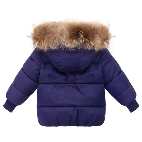 Image of Baby Boy Winter Coat Toddler Girl Hooded Puffer Jacket Fur Collar Down Outerwear