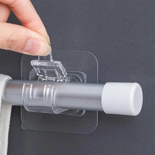 Materiali di Alta Qualità: Questo ganci per tende senza bucare è realizzato in policarbonato di alta qualità e presenta un meccanismo a molla per una maggiore durata. Un singolo supporto autoadesivo per asta per tende può supportare fino a 5 kg, bacchette per tende a vetro rendendolo adatto a un uso prolungato. Che tu stia appendendo asciugamani, vestiti o altri oggetti, questo supporto per asta per tende può gestirli con facilità. La ganci per tende sua resistenza lo rende una scelta affidabile per la tua casa.