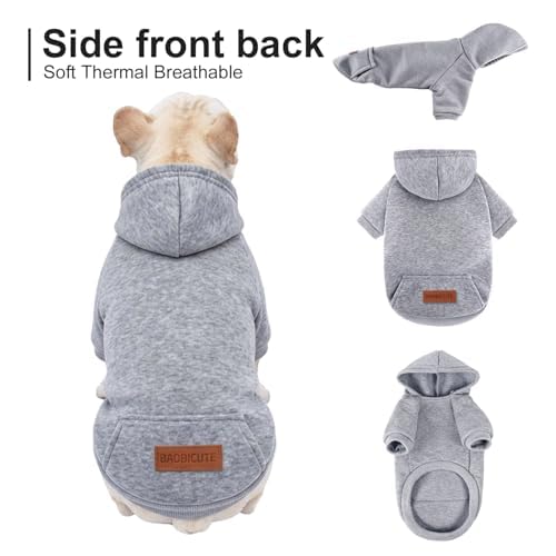 Image of 2 Pack Dog Hoodie Warm Hood Dog Sweater Cold Weather Small Dogs Sweatshirt Comfort Pet Clothes for Small Medium Dogs with Pockets (Grey, XS (Back: 7.5 inch, Chest: 12.6 inch))