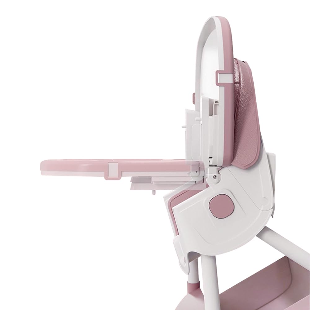 4 en 1 Chaise Haute Evolutive pour Bébés et Enfants, Chaise à Manger Confortable avec Hauteur en 2 Positions et Angles d'Inclinaison, Chaises Pliable Stable (Rose-blanc A)