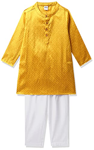 Image of Amazon Brand - Jam & Honey Regular Boys Kurta Sets (AW21KPJM01 Yellow 6-7 Years)