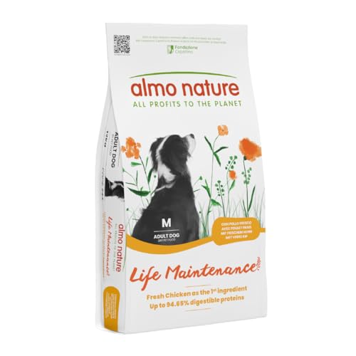 Almo Nature Life Maintenance Cibo Secco per Cane M al Pollo 12 kg – Crocchette Complete per Cani Adulti di Taglia Media