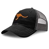 Baseball Cap Animal Wildlife Australia Kangaroo Cotton Soft Mesh Snapback Black Charcoal Design Only