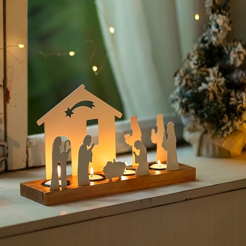 Inweder Krippe Weihnachten Dekoration Kerzenständer: Weihnachtskrippe...