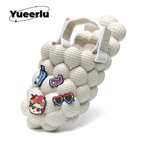 Bubble Slides, Funny Massage Womens Mens Bubble Ball Slides With Charms,Diy Charms Massage Slippers Adjustable Elastic Band Womens Sandals Mens Sandals For Indoor Outdoor Non-Slip Thick Sole Shower Shoes(Beige 39/40) #TOP1