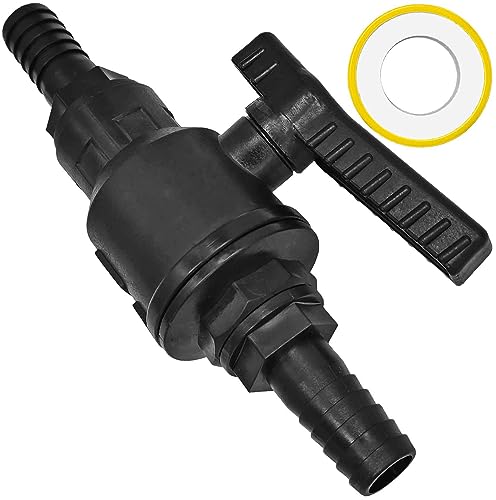 MegaHaustechnik Kugelhahn mit 1/2 Zoll IG x IG DN15 Innengewinde Druck PN10 Bar aus Kunststoff + 2x Schlauchtüllen mit Außen Durchmesser ca.13mm Trinkwasser geeignet Anschluß Verschraubung Bewässerung